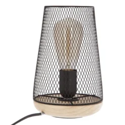 Lampe à poser en fer et bois - h. 23 cm