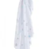 Lange mousseline - cercles bleu/gris
