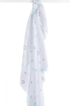 Lange mousseline - cercles bleu/gris