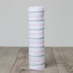 Lange mousseline - rayures roses
