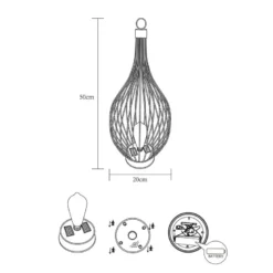 Lanterne solaire métal h50cm