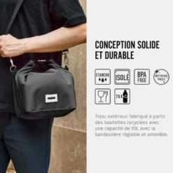 Large lunch bag isotherme- noir-10l-étanche-eco-responsible