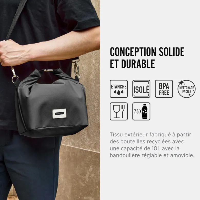 Large lunch bag isotherme- noir-10l-étanche-eco-responsible
