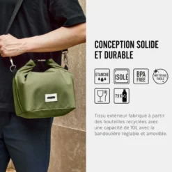 Large lunch bag isotherme- olive-10l-étanche-eco-responsible