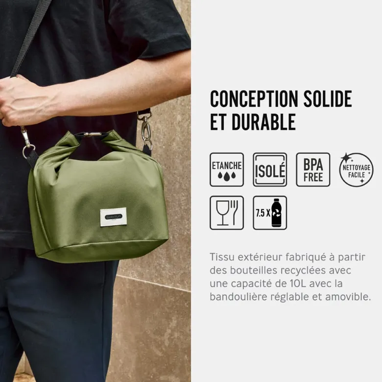 Large lunch bag isotherme- olive-10l-étanche-eco-responsible