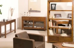Lauren - console marron rectangulaire 2 tiroirs bois mindi