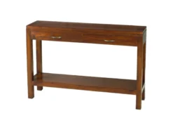 Lauren - console marron rectangulaire 2 tiroirs bois mindi