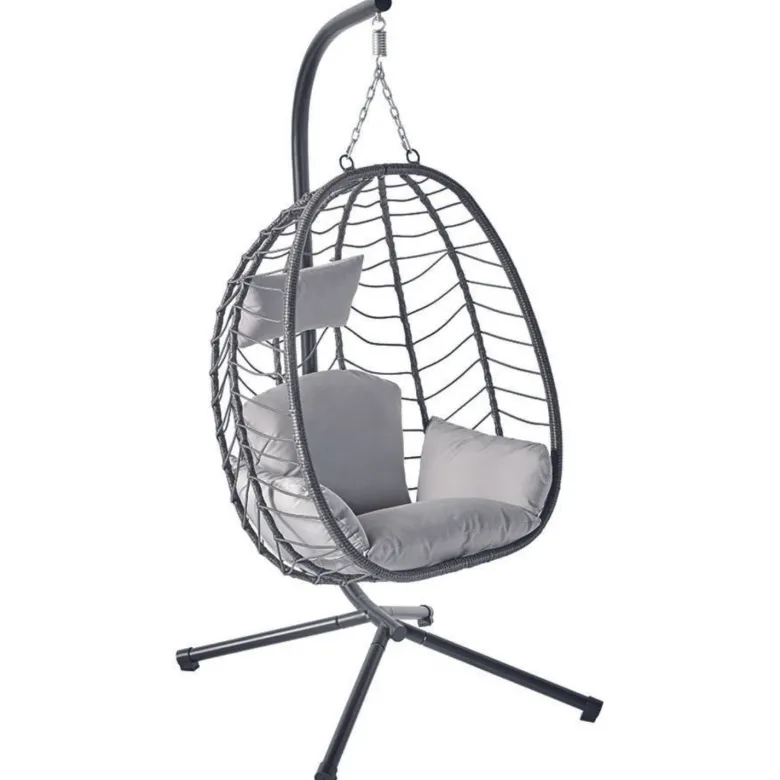Lima fauteuil suspendu en résine effet rotin gris