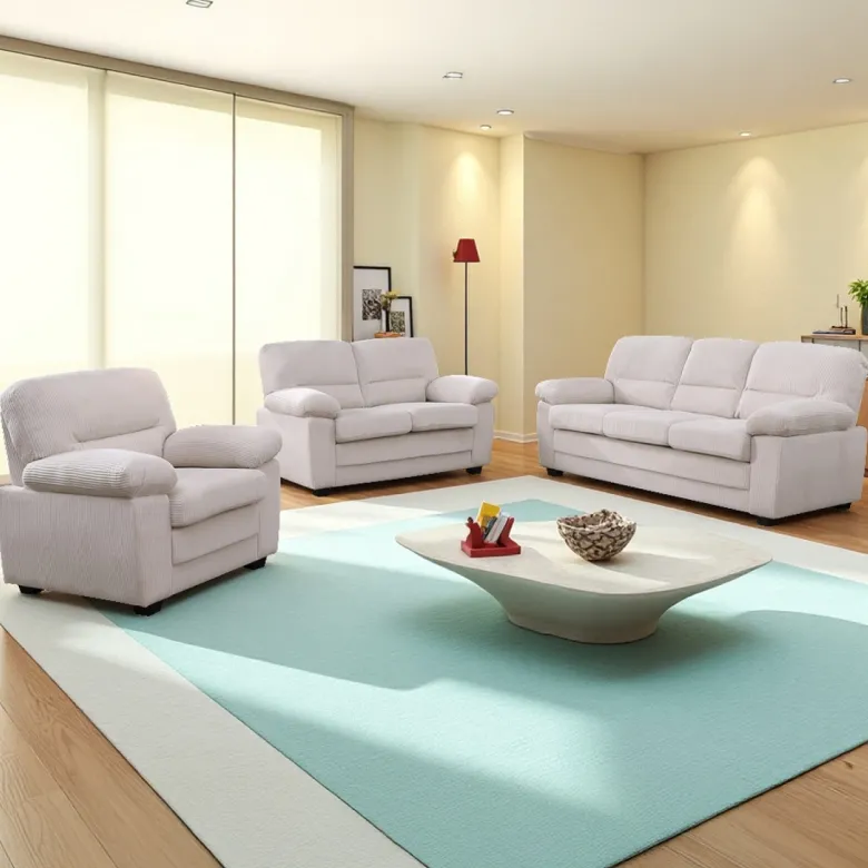 Lincoln canapé 3 places + 2 places + fauteuil en velours côtelé beige