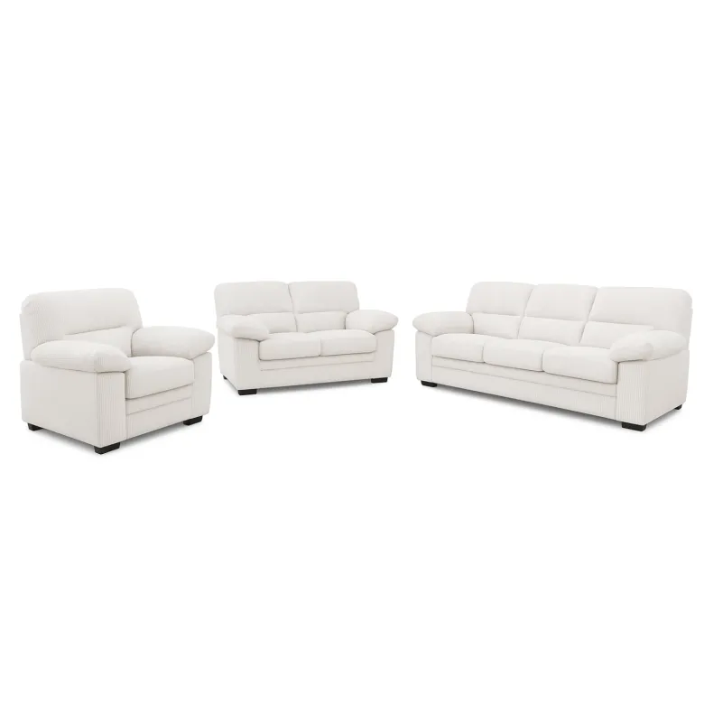 Lincoln canapé 3 places + 2 places + fauteuil en velours côtelé beige