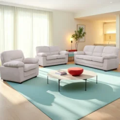 Lincoln canapé 3 places + 2 places + fauteuil en velours côtelé beige