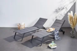 Lisboa lot de 2 transats aluminium gris foncé