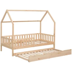Lit cabane gigogne pour enfant 190x90cm en bois marceau
