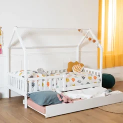 Lit cabane gigogne pour enfant 190x90cm blanc marceau