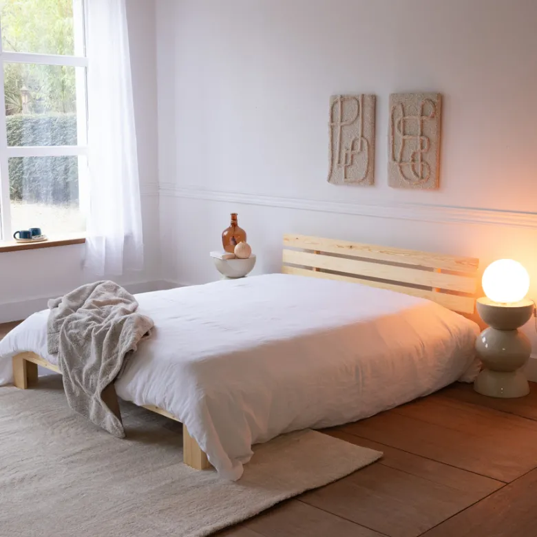 Lit en bois avec tête de lit 160x200cm finn