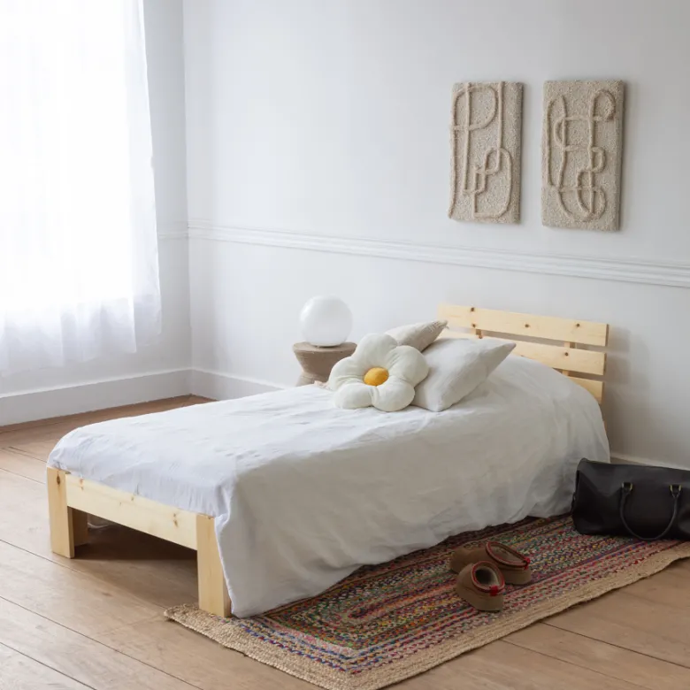 Lit en bois avec tête de lit 90x190cm finn