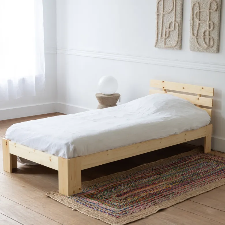 Lit en bois avec tête de lit 90x190cm finn