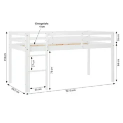 Lit mi-haut enfant - blanc - pin