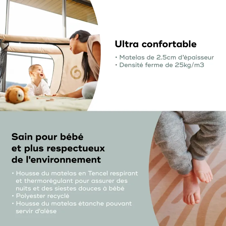 Lit parapluie compact moov & sleep sable Beige