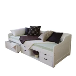 Lit simple blanc 90x200 avec rangement