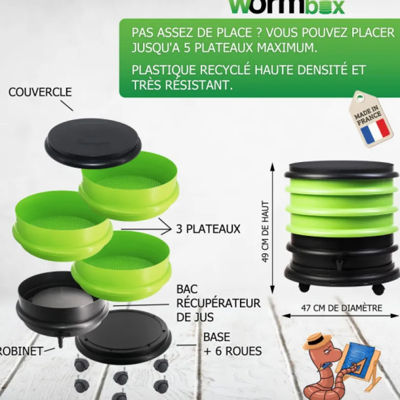 Lombricomposteur wormbox 3 plateaux, 48l