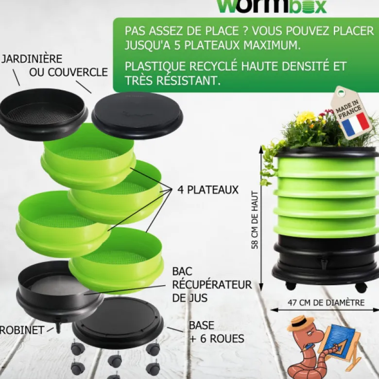 Lombricomposteur wormbox 4 plateaux, 72l
