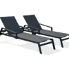 Lot de 2 bains de soleil en aluminium et toile plastifiée - gris anthracite