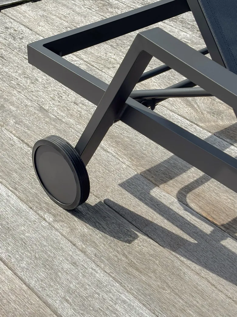 Lot de 2 bains de soleil en aluminium et toile plastifiée - gris anthracite