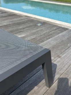 Lot de 2 bains de soleil en aluminium et toile plastifiée - gris anthracite