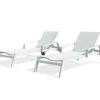 Lot de 2 bains de soleil en aluminium et toile plastifiée - blanc