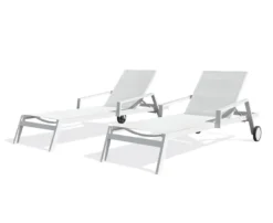 Lot de 2 bains de soleil en aluminium et toile plastifiée - blanc