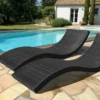 Lot de 2 bains de soleil en résine tresséee - noir