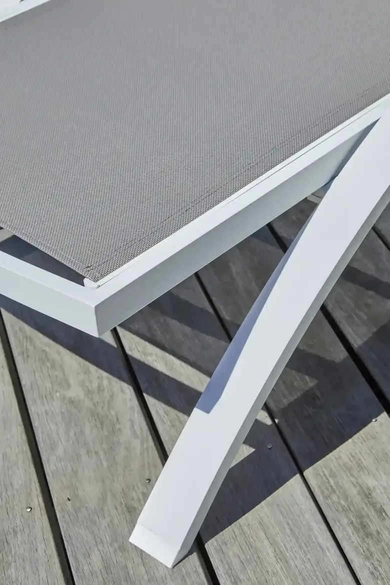 Lot de 2 bains de soleil en toile plastifiée et aluminium - blanc