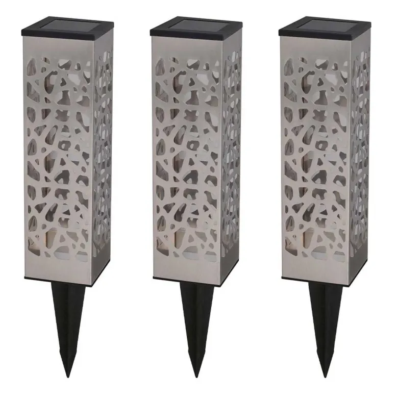 Lot de 3 balises solaires organic inox