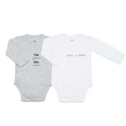 Lot de 2 bodies bébé manches longues gri