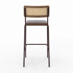 Lot de 2 chaises de bar 76 cm en cannage et cuir marron - arsène