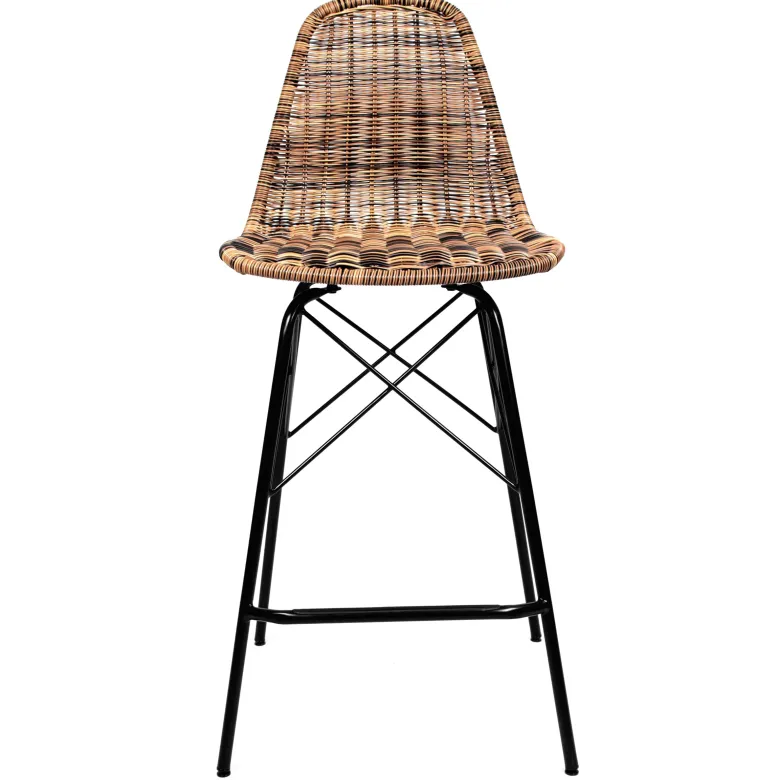 Lot de 2 chaises de bar de jardin 63 cm en résine tressée marron - tiptur
