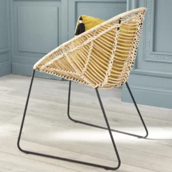 Lot de 2 chaises en rotin et métal
