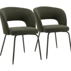 Lot de 2 chaises en tissu boucle vert flavia