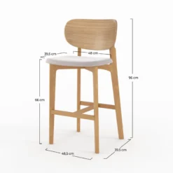 Lot de 2 chaises pour îlot central 66 cm en bois et tissu beige - aria