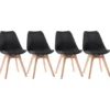 Lot de 4 chaises scandinaves nora noires avec coussin