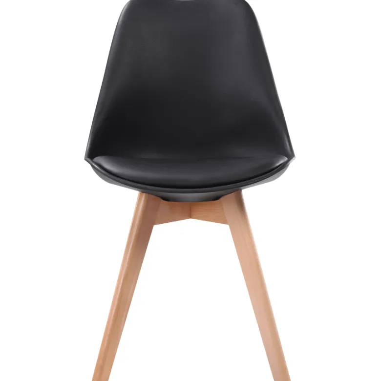 Lot de 4 chaises scandinaves nora noires avec coussin