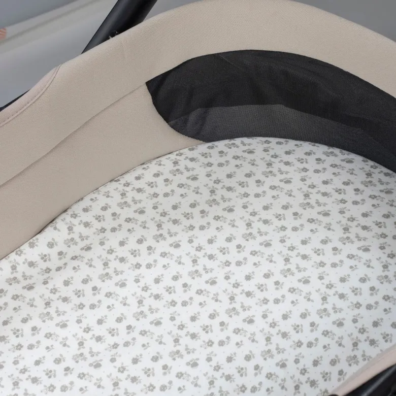 Lot de 2 draps housses pour nacelle little bloom fleurs gris
