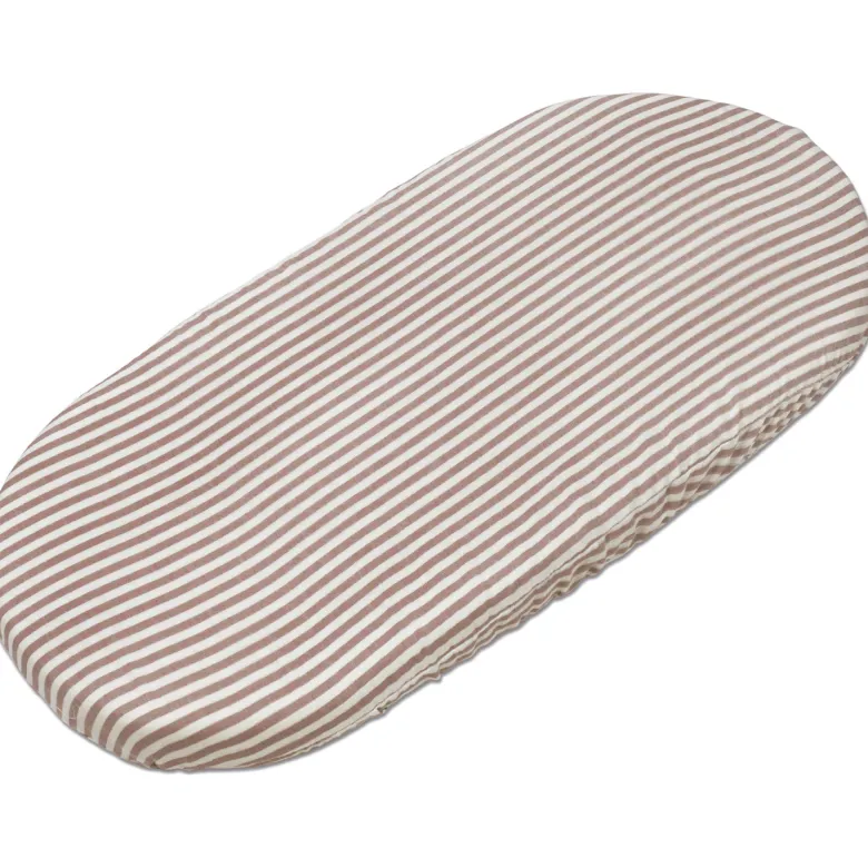 Lot de 2 draps housses pour nacelle praliné vichy rayures moka