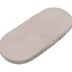 Lot de 2 draps housses pour nacelle praliné vichy rayures moka