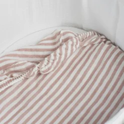 Lot de 2 draps housses pour nacelle praliné vichy rayures moka