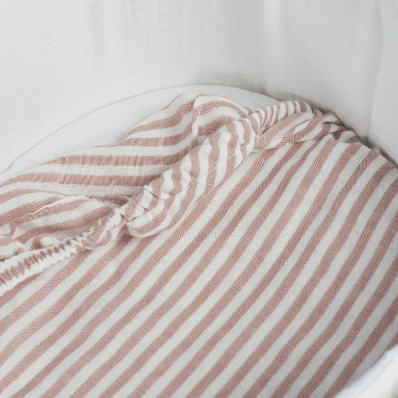 Lot de 2 draps housses pour nacelle praliné vichy rayures moka
