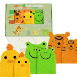 Lot de 6 gants de toilette bébé & enfant