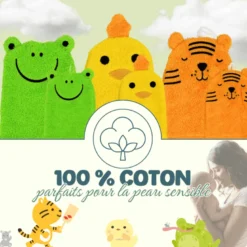 Lot de 6 gants de toilette bébé & enfant