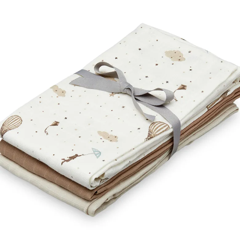 Lot de 3 langes en coton bio dreamland (70 x 70 cm)